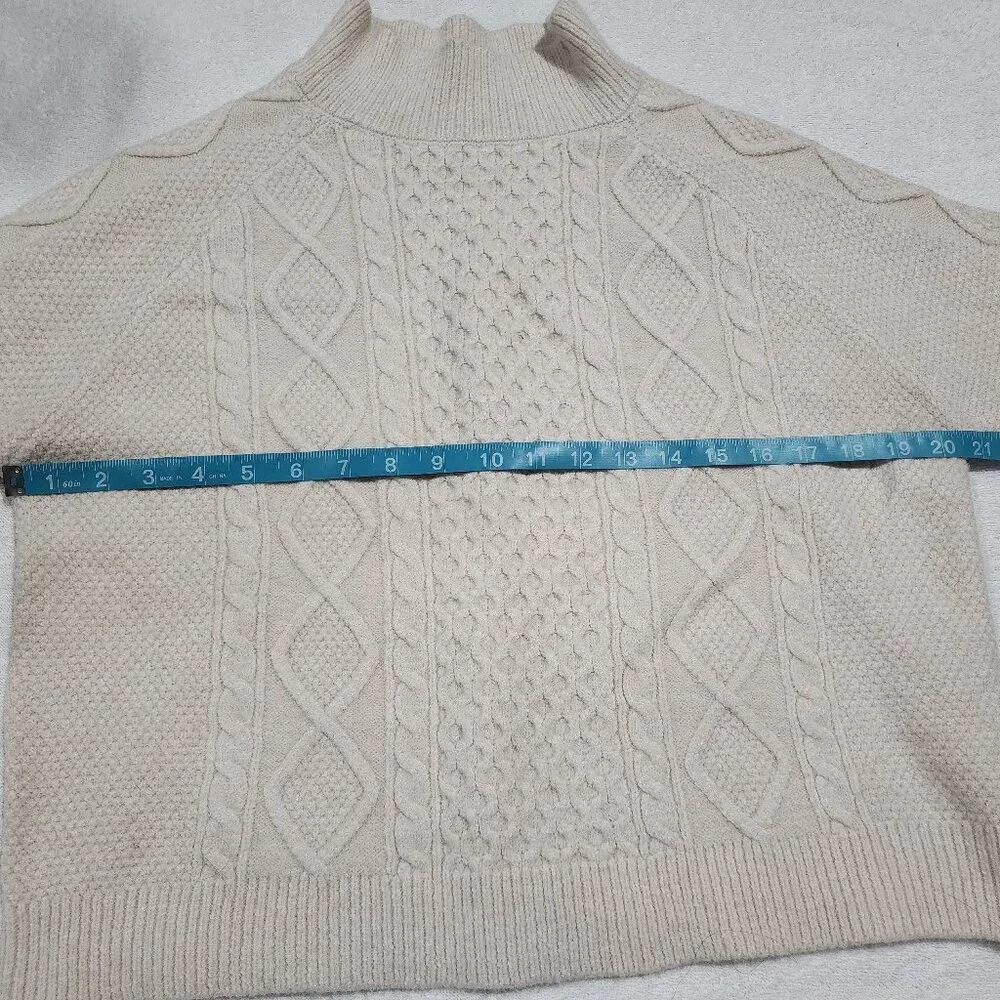 Mock Neck Cropped Cable Knit Sweater Academia